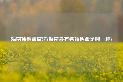 海南辣椒酱做法(海南最有名辣椒酱是哪一种)